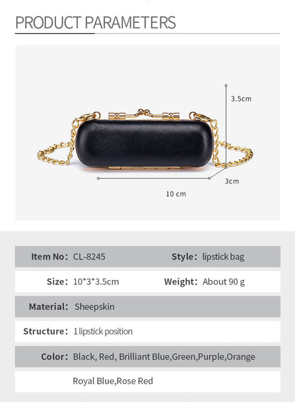 Luxury Sheepskin Mini Lipstick Case – Portable Cosmetic Box with Mirror