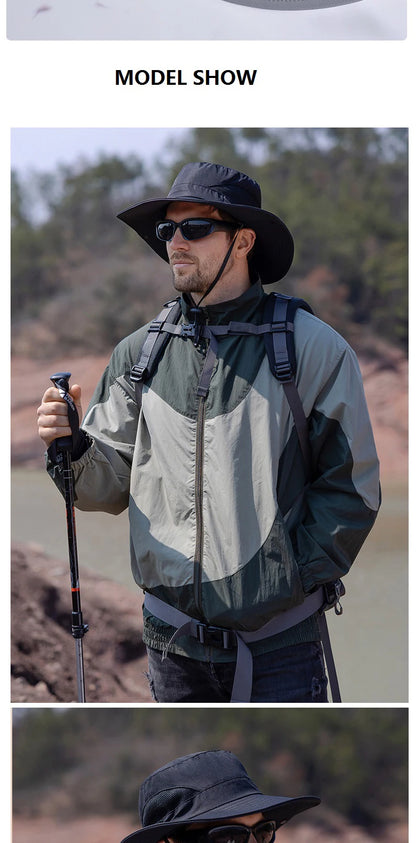 Summer UPF50+ Sun Hats For Women Men Breathable Mesh Boonie Hat Foldable UV Protection Hiking Fishing Hat Male Bucket Hats