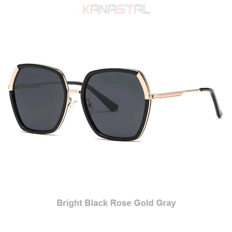 New Polarized Sunglasses Women UV400 Sun Glasses Men Metal Eyeglasses Frame Driving Beach Party Travel Anti Glare Shade Eyewear