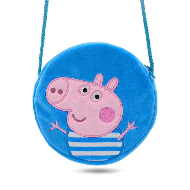 Peppa Pig Anime Plush Bag George Peggy Kindergarten Backpack Cartoon Round Shoulder Bag Coin Purse Kids Birthday Gift