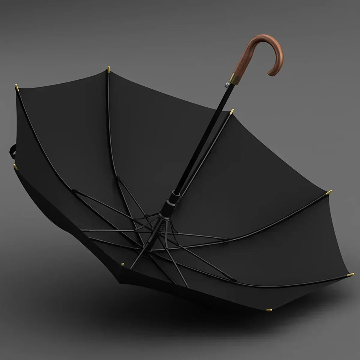 ☔ OLYCAT Wooden Handle Long Umbrella – Vintage, Wind-Resistant & Large Coverage for Business & Travel! 🌦️