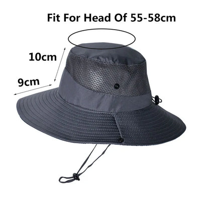 Summer UPF50+ Sun Hats For Women Men Breathable Mesh Boonie Hat Foldable UV Protection Hiking Fishing Hat Male Bucket Hats