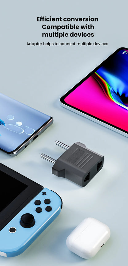 Elough US to EU Plug Adapter – Power Travel Converter for American, China, KR to Europe (1-20pcs)