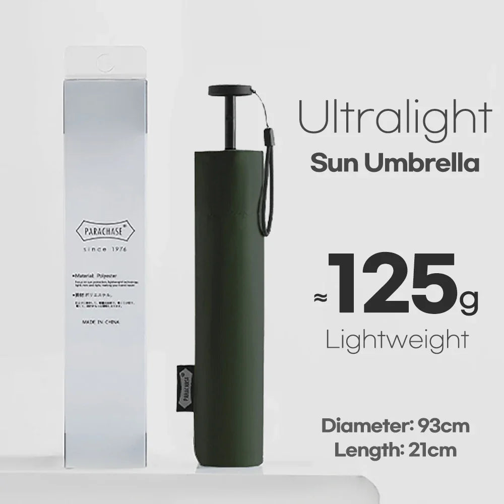 Parachase Ultra-light  Folding Umbrella 111g Only Anti UV Travel Light Sun Umbrella Windproof Carbon Fiber Portable Parasol 6K