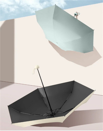 Folding Travel Umbrella 6 Ribs Lightweight Compact Pocket Umbrella Windproof Rainproof with Capsule Storage for Daily Life