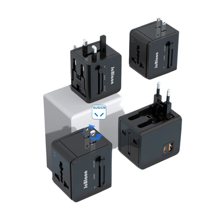 Universal Travel Adapter – Global Plug Converter with USB-A & Type-C for UK, US, EU, AU