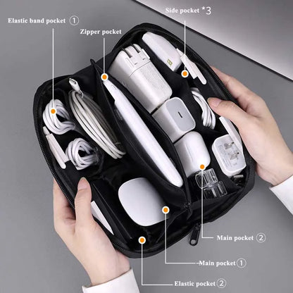New Portable USB Cable Organizer Bag – Travel Storage Pouch for Earphones, Power Bank, Data Cables & Accessories