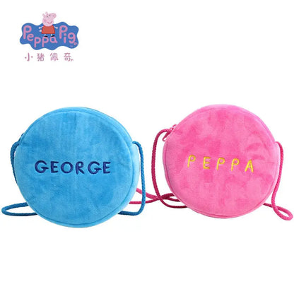 Peppa Pig Anime Plush Bag George Peggy Kindergarten Backpack Cartoon Round Shoulder Bag Coin Purse Kids Birthday Gift