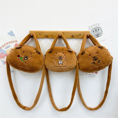 Kawaii New Capybara Plush Backpack For Women Versatile Cartoon Funny Capibala Bag Large Capacity Tote Bag Children's Gift