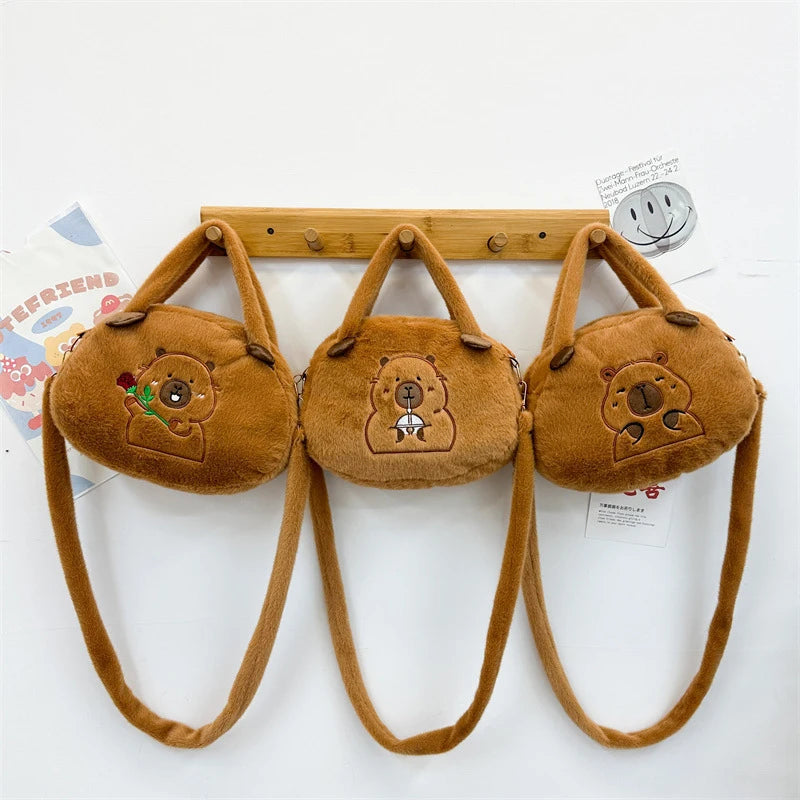 Kawaii New Capybara Plush Backpack For Women Versatile Cartoon Funny Capibala Bag Large Capacity Tote Bag Children's Gift