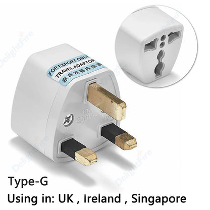 KR Plug Adapter – Universal Travel Adapter AU/UK/US to EU Type E/F Socket | France, Spain, Germany Compatible AC Power Outlet