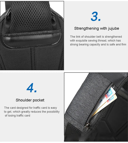 Men's Running Chest Bag – USB Charging Sling Pack for Travel, Cycling & College Students