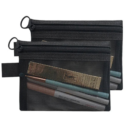 1/3pcs Mesh Clear Cosmetic Bags – Small & Large Black Makeup Bag, Portable Travel Toiletry Organizer, Lipstick Storage Pouch