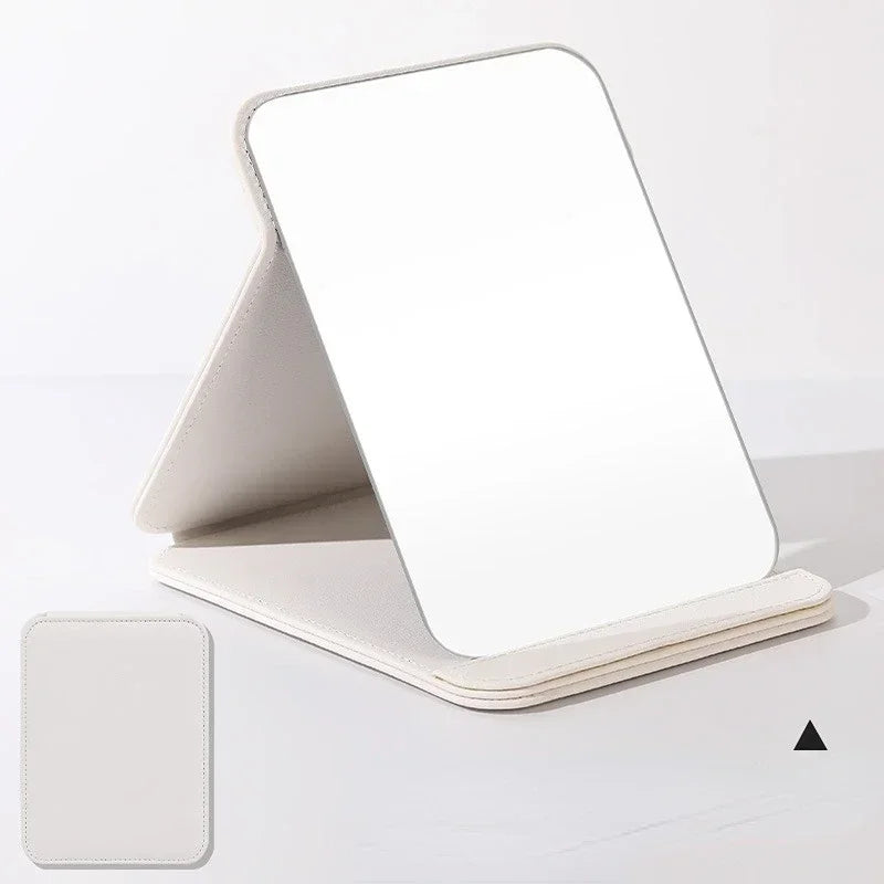 Portable High-Definition PU Folding Vanity Mirror – Stylish Desktop Makeup Mirror