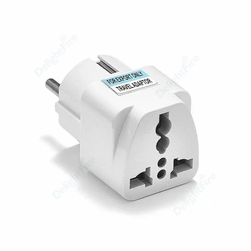 KR Plug Adapter – Universal Travel Adapter AU/UK/US to EU Type E/F Socket | France, Spain, Germany Compatible AC Power Outlet