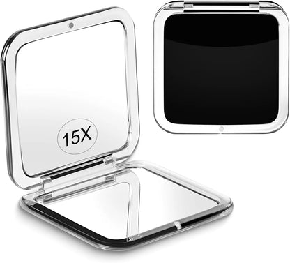 Compact 15X Magnifying Makeup Mirror – Portable Foldable Pocket Mirror for Travel & Purses