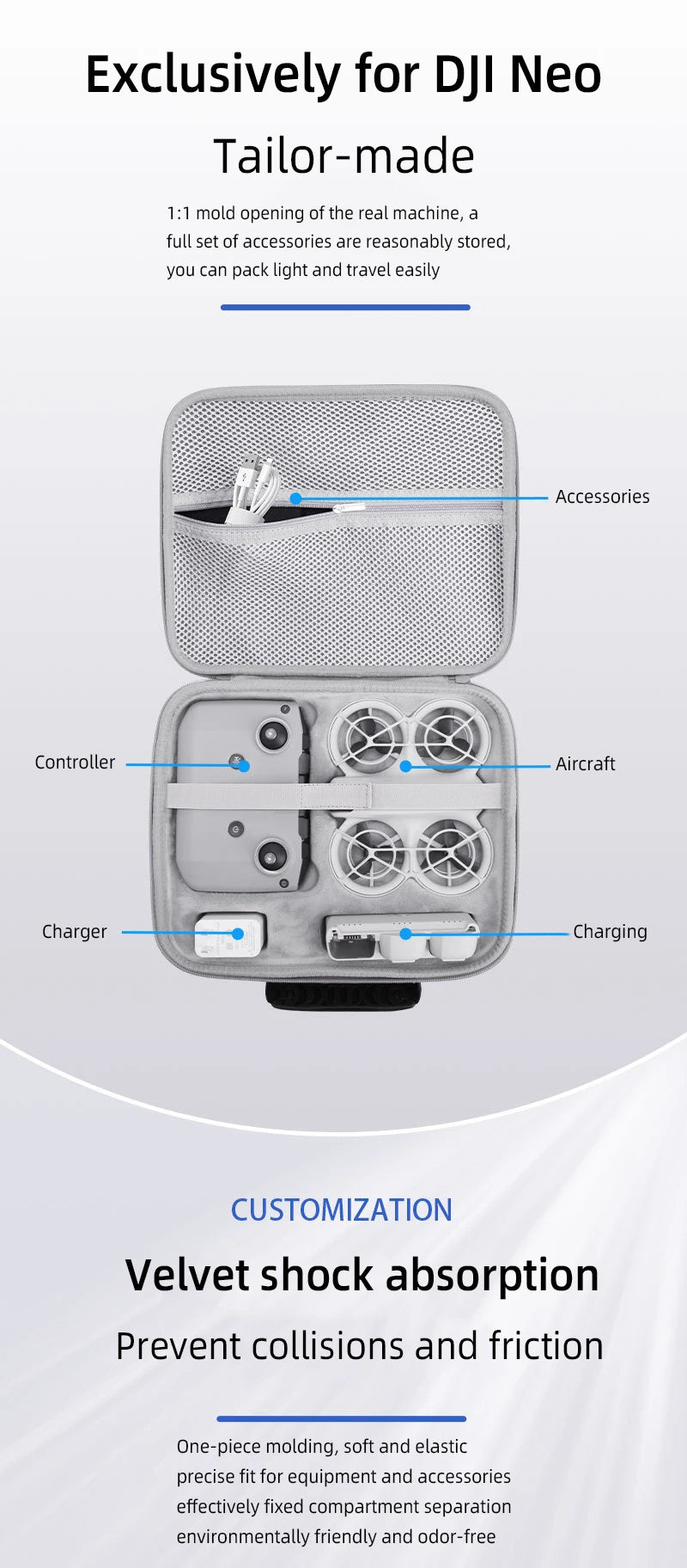 Hard PU Carrying Case for DJI Neo Drone – Waterproof Travel Bag & Fly More Combo Storage
