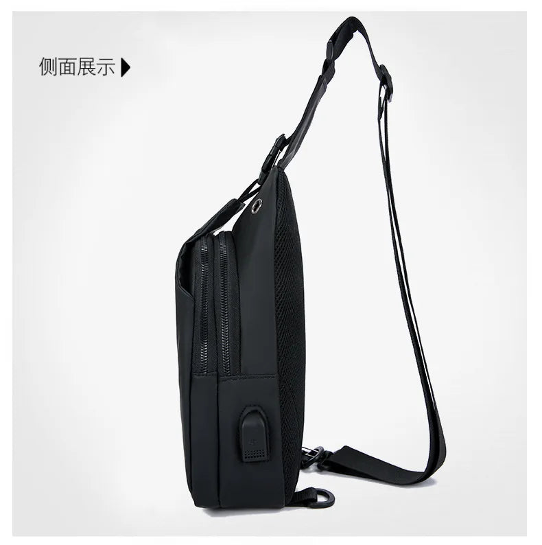 Stylish Men's Crossbody Bag – Waterproof, USB Charging, Outdoor Casual Chest Bag