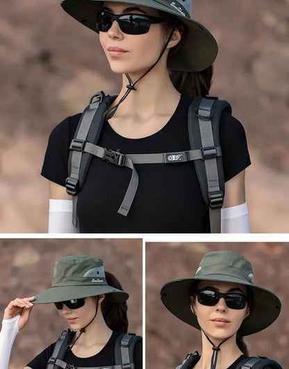 Womens Ponytail Sun Hat UV Protection Mesh Foldable Wide Brim Beach Fishing Bucket Hats Summer Hiking Outdoor Climbing hike Caps