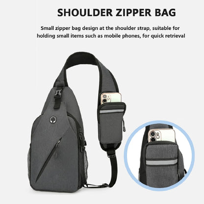 New Casual Chest Bag – Men’s Mobile Phone Crossbody Bag, Multifunctional Lightweight Outdoor Sports Shoulder Bag