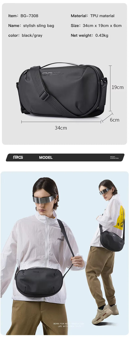 BANGE Men's Waterproof Crossbody Bag – Large Capacity Anti-Theft Sling Shoulder Bag for Travel & Daily Use