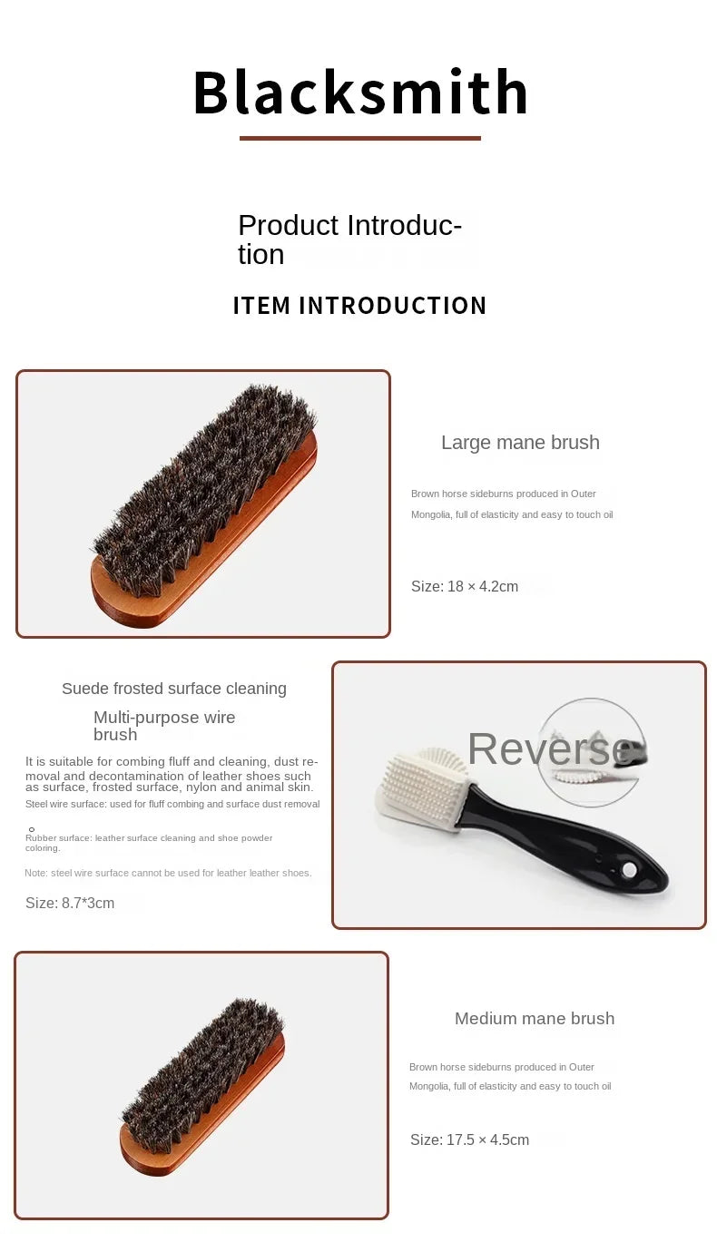 Horse Hair Brush Shoe Polish Set 9pcs 11pcs Leather Shoe Shine Brush Rub Leather Care Set， dropshipping