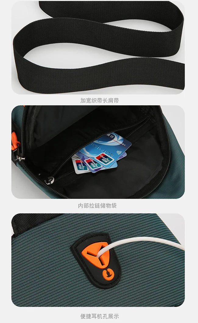 Fashion Men's Chest Bag – Lightweight Oxford Fabric Crossbody Shoulder Bag, Stylish Casual Waist Pack for Men