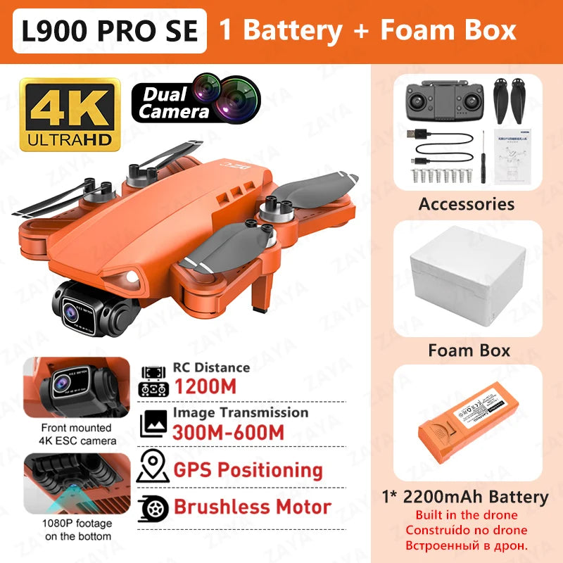L900 PRO SE GPS Drone – 4K Dual Camera, 5G WiFi FPV, Brushless Motor, Foldable Quadcopter