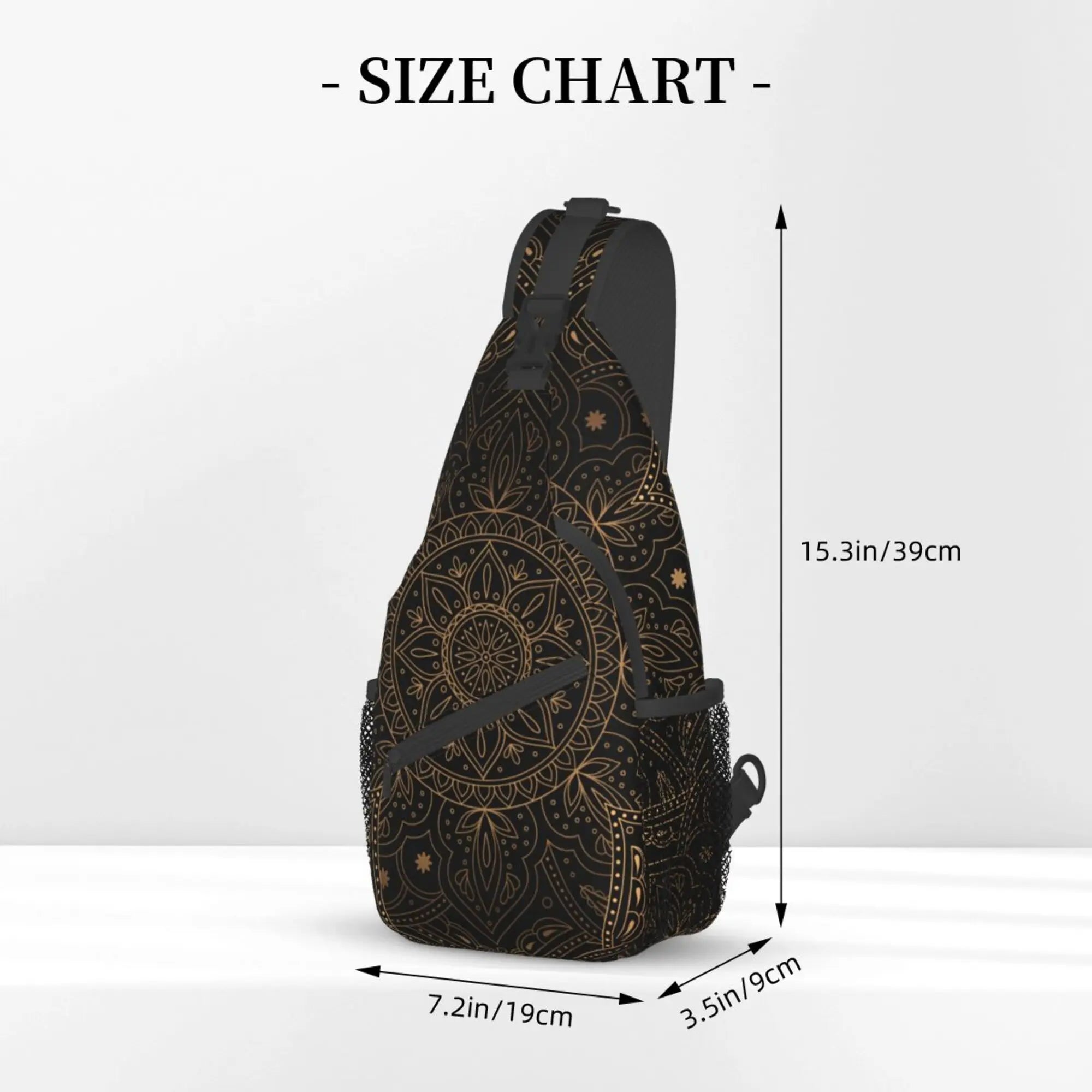 Oriental Mandala Royal Retro Floral Sling Bag – Unisex Crossbody Shoulder Chest Backpack for Travel and Hiking