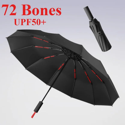 ☔ 72-Bone Windproof Automatic Umbrella – Reinforced, Large & UV-Protective for Ultimate Storm Protection! ☀️🌪️✨