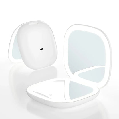 LED 5X/10X Magnifying Compact Mirror – Portable Foldable Rechargeable Travel Makeup Mirror