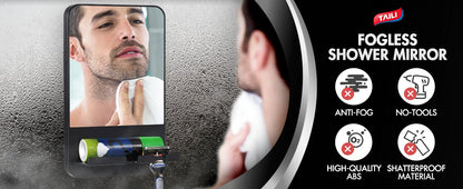 TAILI Fogless Shower Mirror with Razor Holder – Rust-Proof, Removable Suction Bathroom Mirror