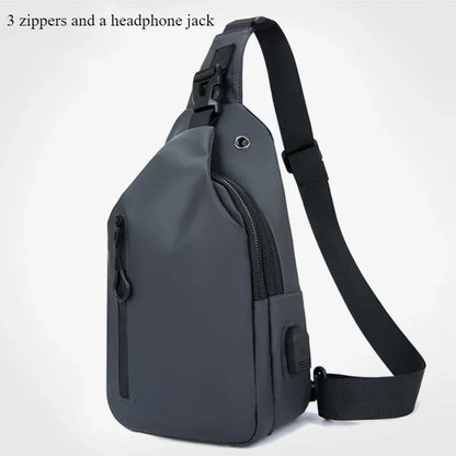 Stylish Men's Crossbody Bag – Waterproof, USB Charging, Outdoor Casual Chest Bag