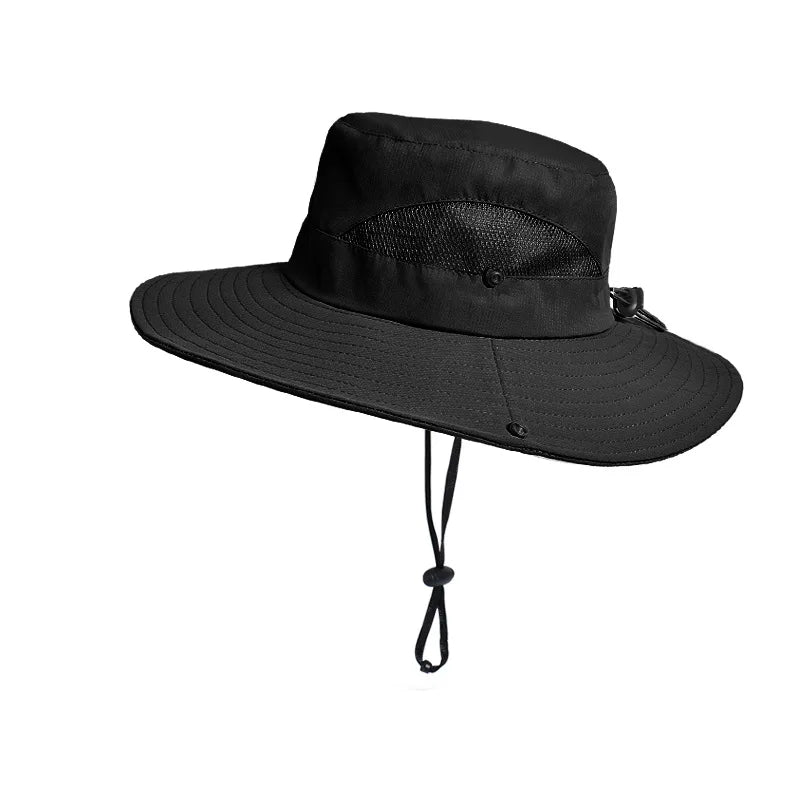 Summer UPF50+ Sun Hats For Women Men Breathable Mesh Boonie Hat Foldable UV Protection Hiking Fishing Hat Male Bucket Hats