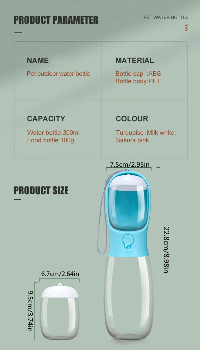 Dog Water food Bottle Portable Travel Pet Drinker Dog Bowl Food Cat Fountain Outdoor Walking Drinking Bottle Dogs Feeder