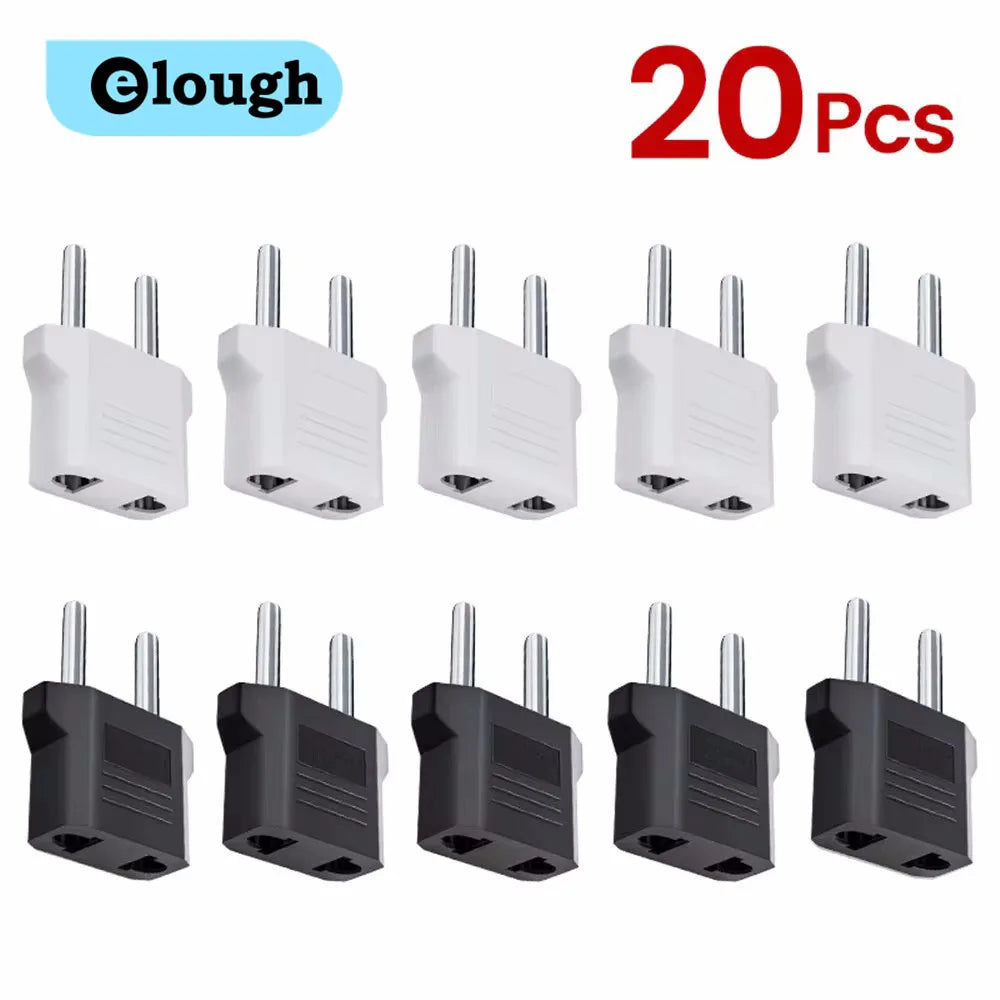 Elough US to EU Plug Adapter – Power Travel Converter for American, China, KR to Europe (1-20pcs)