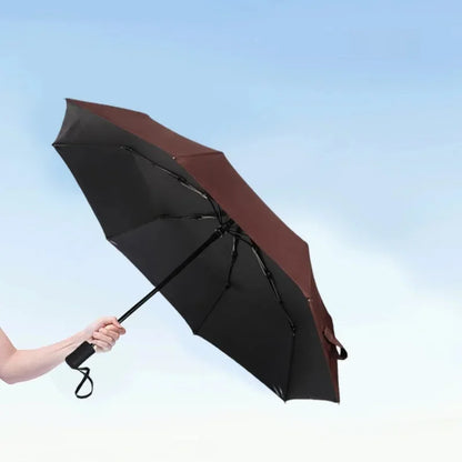 Automatic UV Umbrella Black Glue Sun And Rain Dual Purpose Sunshade Umbrella Logo Printable Three Fold UV Protection Business Ad