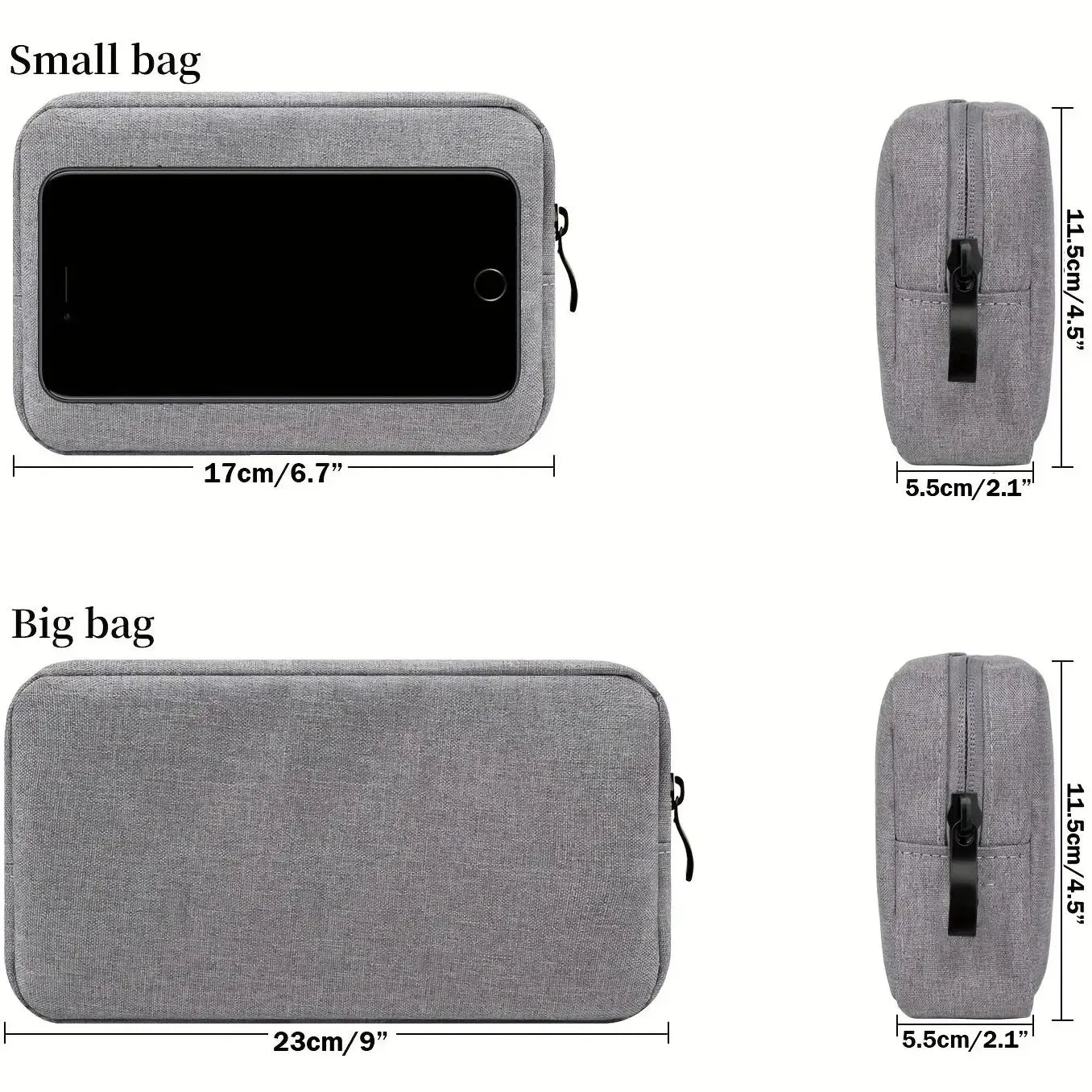 Digital Travel Organizer Case – Portable Zipper Storage Bag for Headphones, Cables, Chargers & Accessories