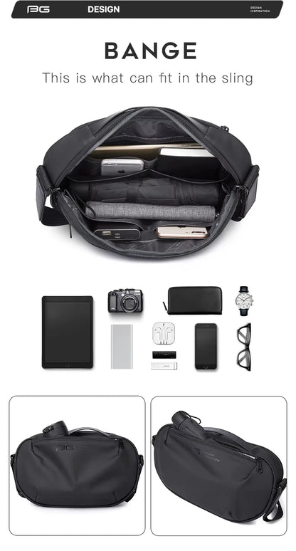 BANGE Men's Waterproof Crossbody Bag – Large Capacity Anti-Theft Sling Shoulder Bag for Travel & Daily Use