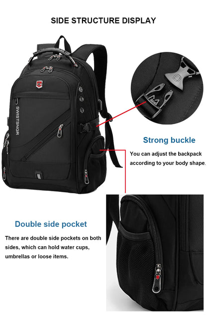 2025 Waterproof Laptop Backpack – 17/20 Inch Oxford Travel Rucksack for Men & Women, School Bag with Modern Design
