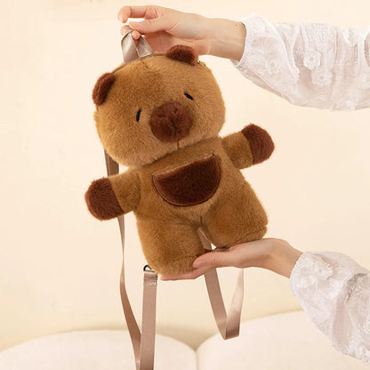 Kawaii New Capybara Plush Backpack For Women Versatile Cartoon Funny Capibala Bag Large Capacity Tote Bag Children's Gift
