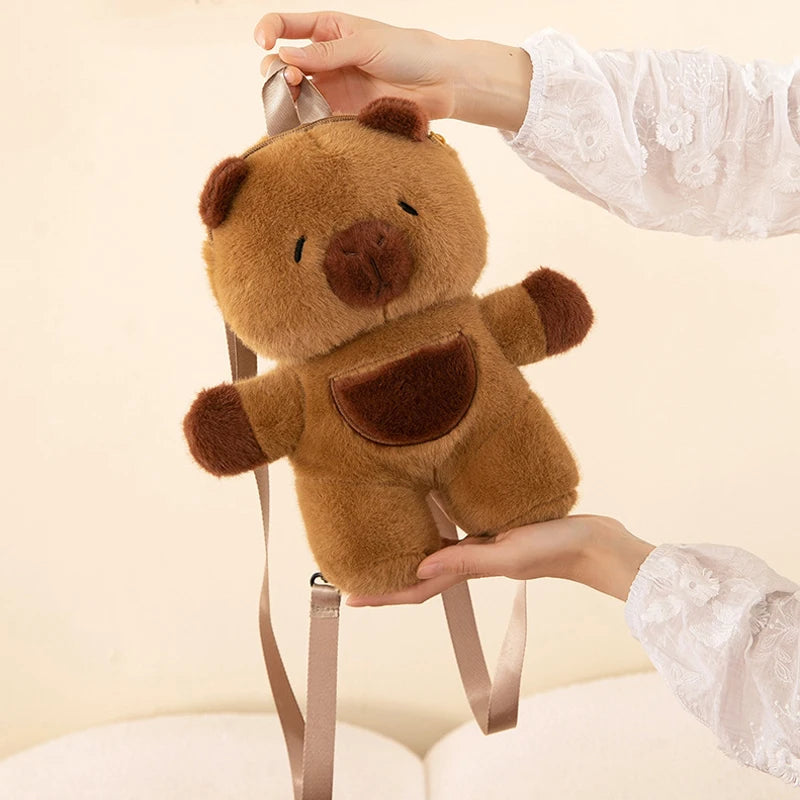 Kawaii New Capybara Plush Backpack For Women Versatile Cartoon Funny Capibala Bag Large Capacity Tote Bag Children's Gift