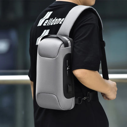 Men's Anti-Theft Crossbody Bag – Waterproof Travel Sling Bag with USB Port & Password Lock