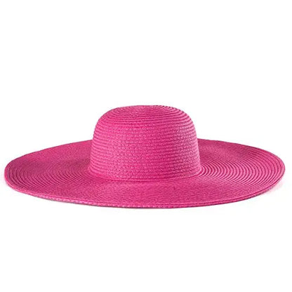 Women 15cm Wide Brim Sun Hat Summer Travel Floppy Straw Hat Female Outdoor Vacation Roll Up UPF50+ Oversized Foldable Beach Hat