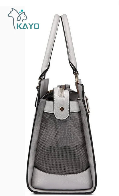 Luxury Pet Carrier Dog Cat Carrier Purse Soft-Sided Leather Handbag Pet Bag for Small Dogs Puppy and Cat TSA Airline Approved