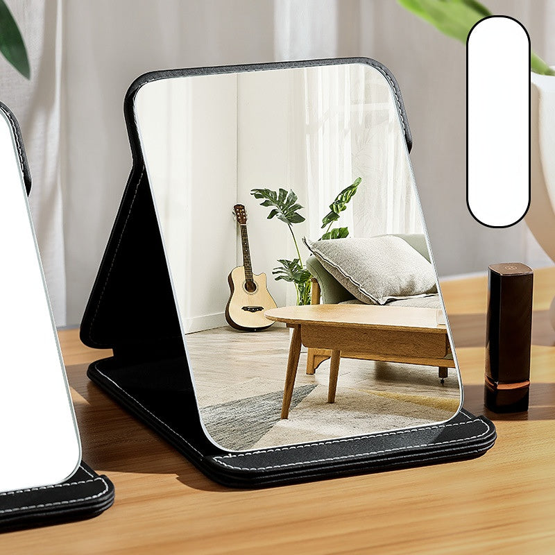 Portable High-Definition PU Folding Vanity Mirror – Stylish Desktop Makeup Mirror