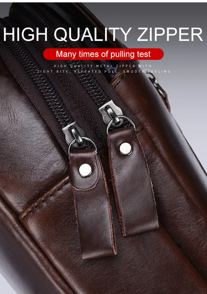 BULLCAPTAIN 2025 Men's Leather Chest Bag – Large Capacity Casual Messenger Bag, Classic Leather XB 127