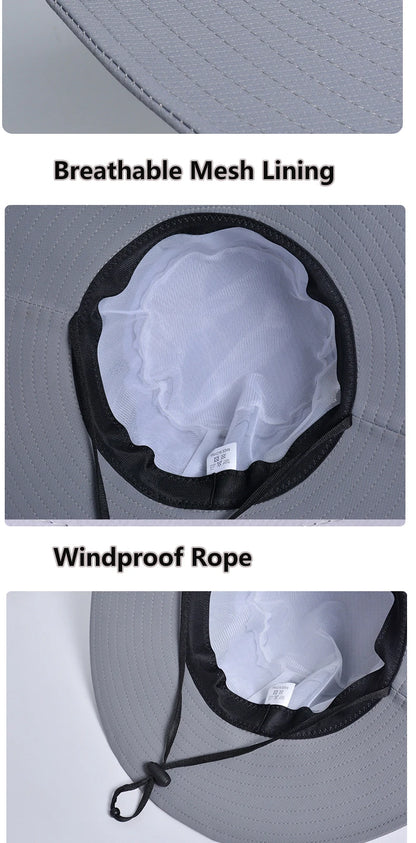 Summer UPF50+ Sun Hats For Women Men Breathable Mesh Boonie Hat Foldable UV Protection Hiking Fishing Hat Male Bucket Hats