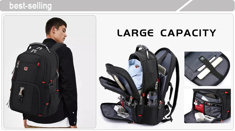2025 Waterproof Laptop Backpack – 17/20 Inch Oxford Travel Rucksack for Men & Women, School Bag with Modern Design