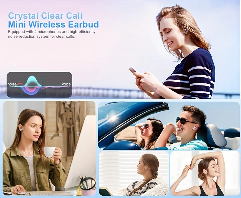 Wireless Bluetooth 5.3 Earbuds – 40dB Noise Cancelling, 6-Mic ENC, HD Calls & LED Display with Transparency Mode!